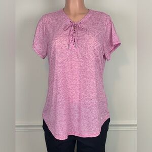 Pink Lace Up Front Relaxed T-Shirt